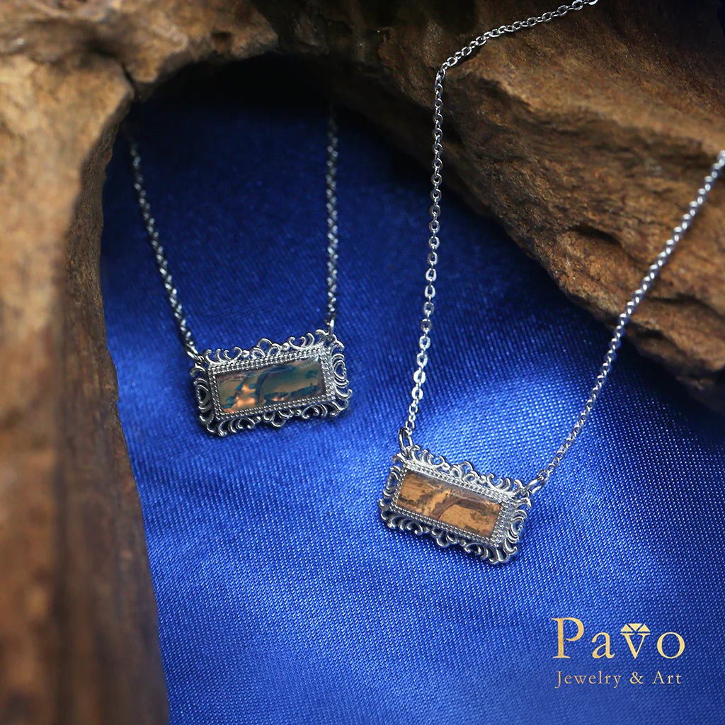 Daytime Scene "Along the River During the Qingming Festival" Art Inlay Necklace