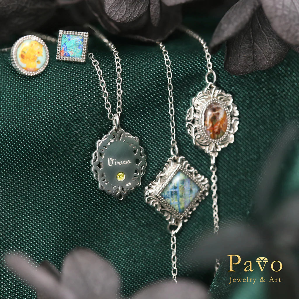 Monet’s "Water Lilies and Japanese Bridge" Art Inlay Necklace