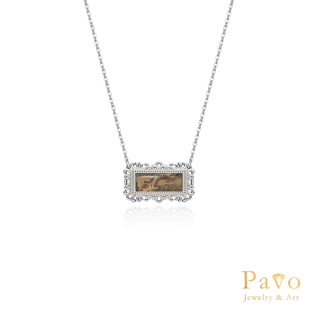 Daytime Scene "Along the River During the Qingming Festival" Art Inlay Necklace