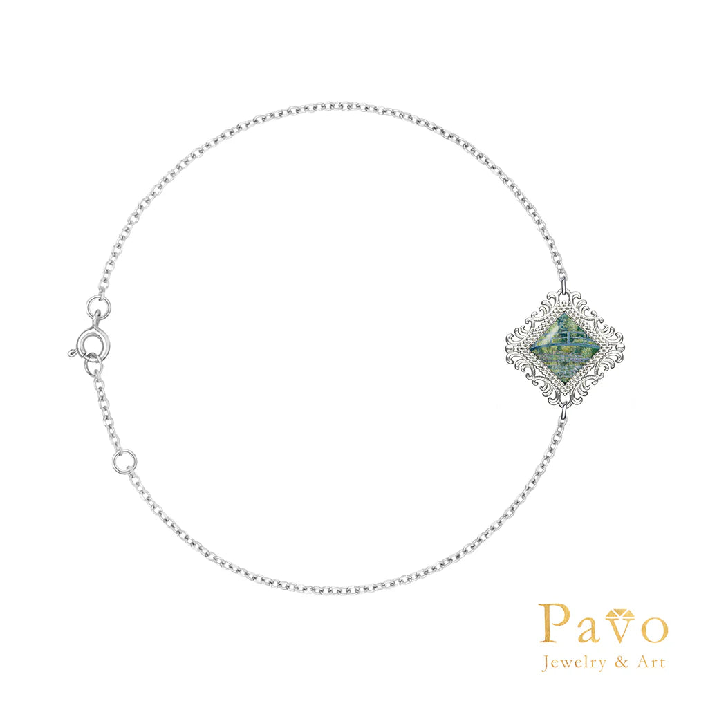 "Water Lilies and the Japanese Bridge" Artistic Inlay Bracelet