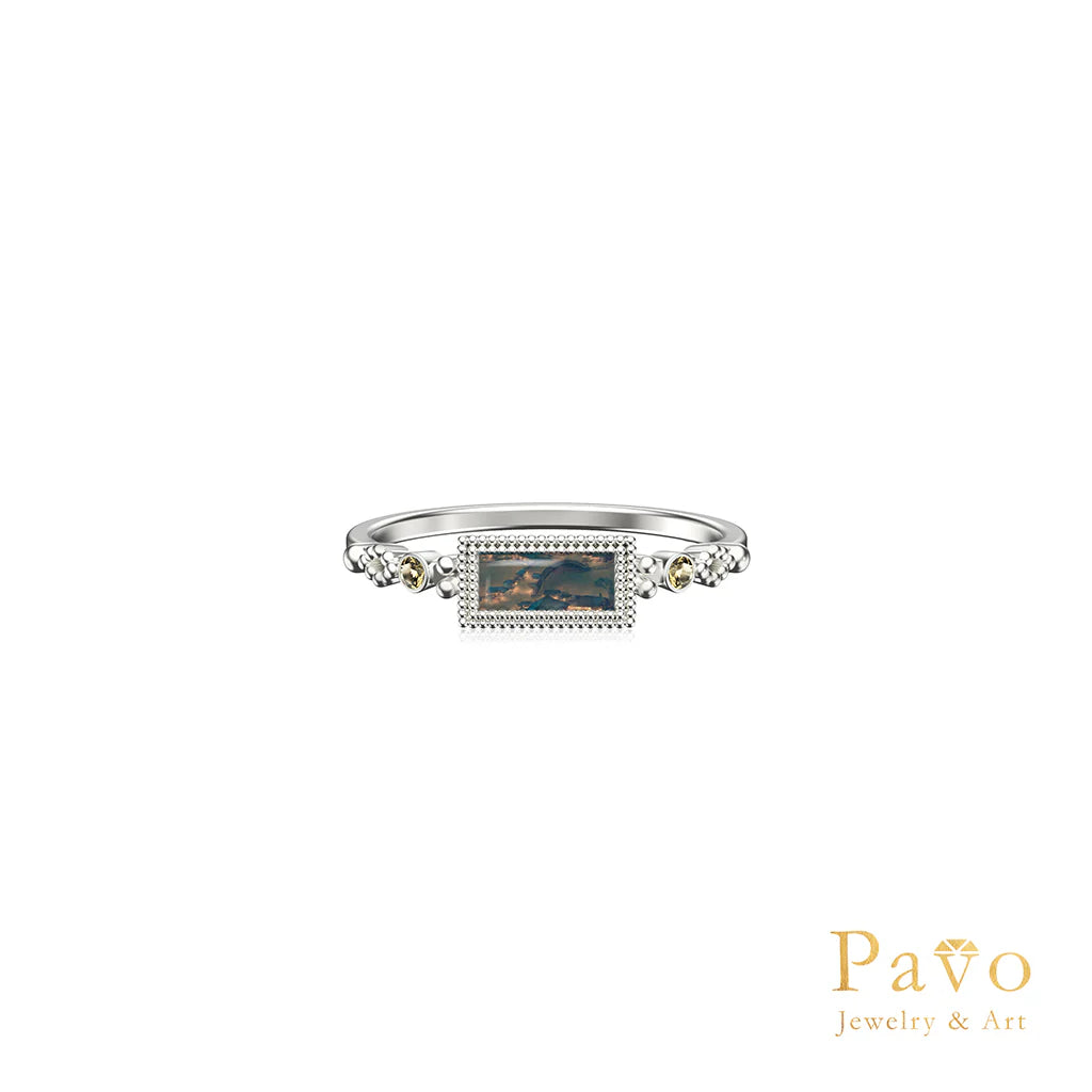 Nightscape “Along the River During the Qingming Festival” Art Inlay Ring