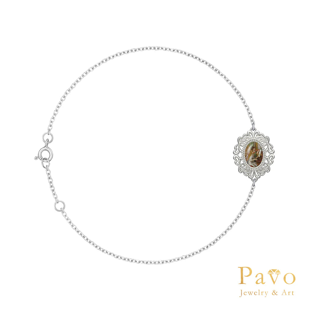 "Two Young Girls at the Piano" Artistic Inlay Bracelet