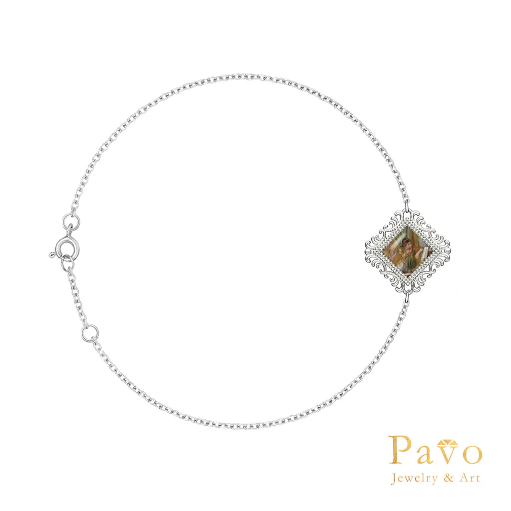 "Two Young Girls at the Piano" Artistic Inlay Bracelet