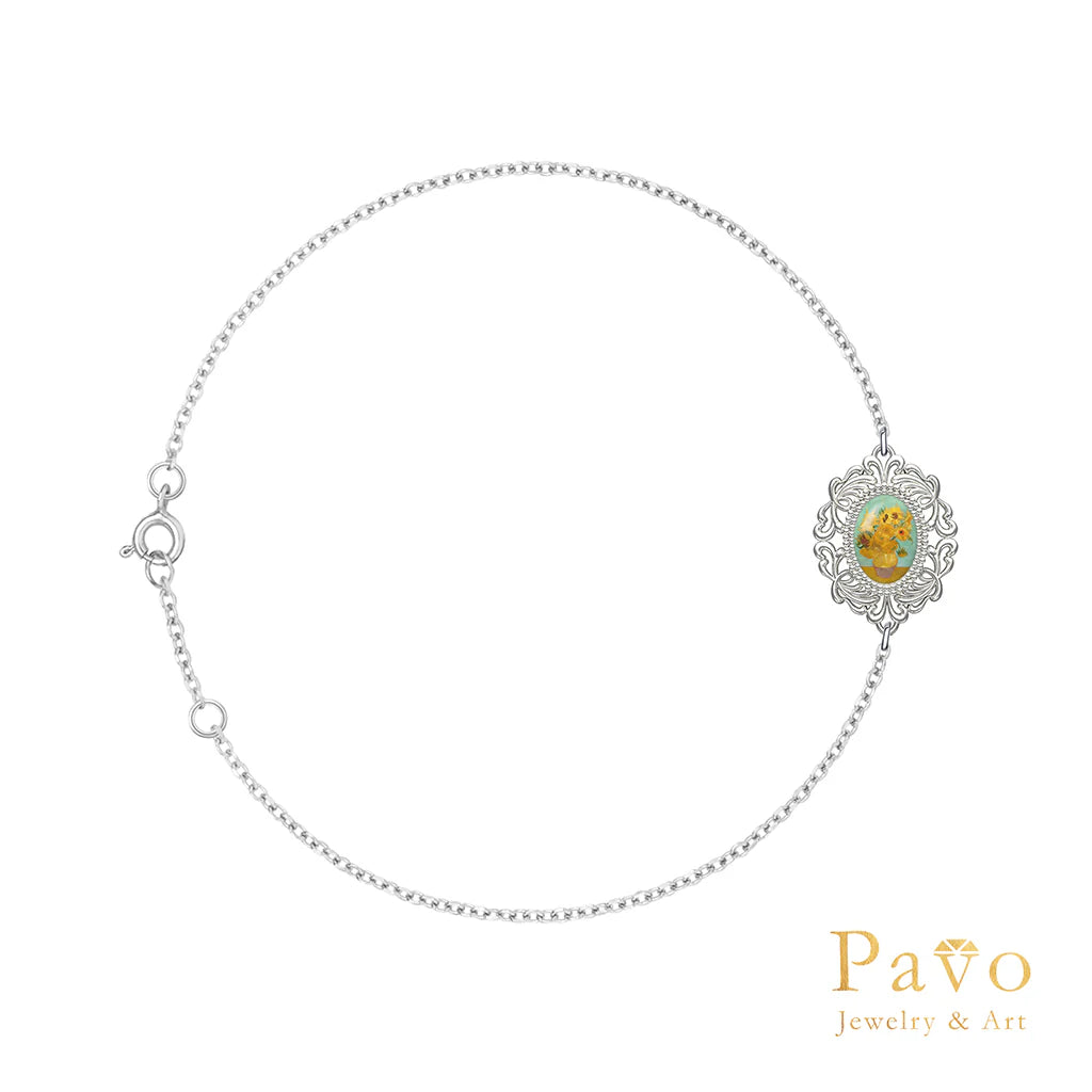 "Twelve Sunflowers" Artistic Inlay Bracelet