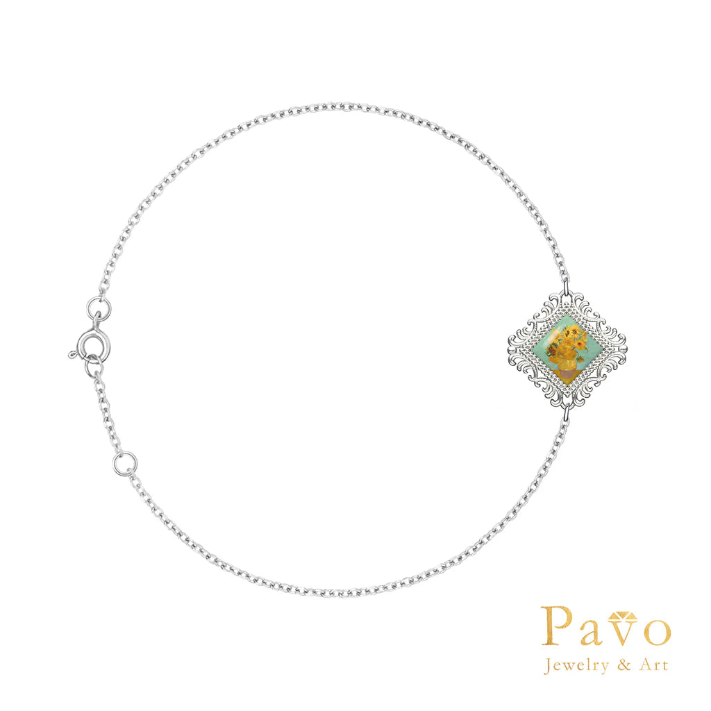 "Twelve Sunflowers" Artistic Inlay Bracelet