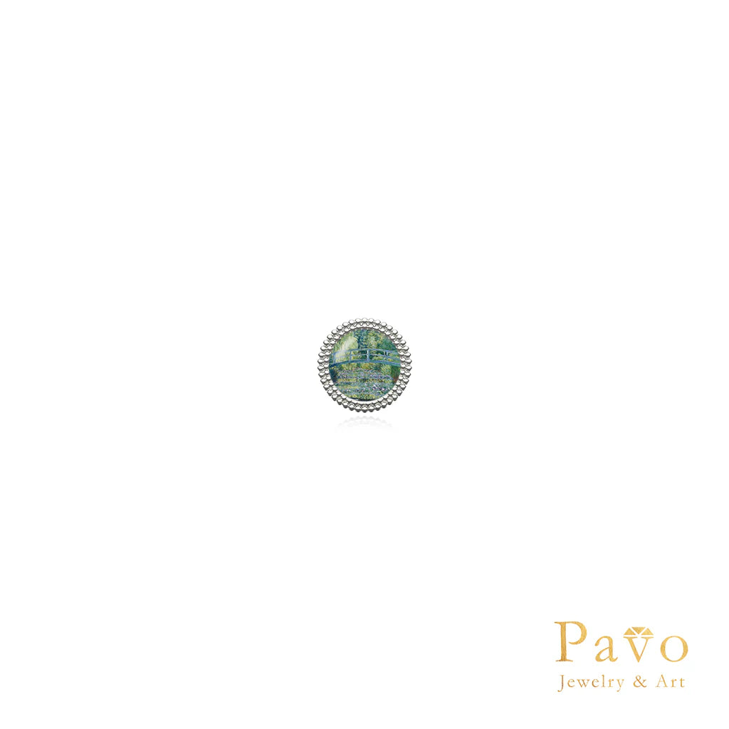 Monet's "Water Lilies and Japanese Bridge" Artistic Inlay Earrings